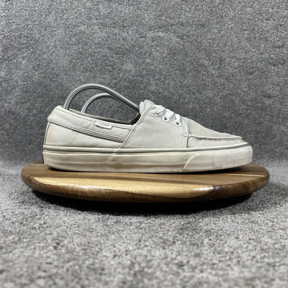 Vans Zapato Del Barco Men’s Size 8.5 Gray Canvas Casual Boat Shoes Used